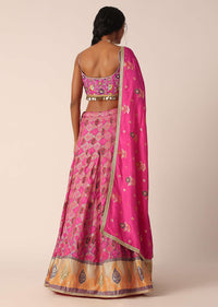 Pink Silk Lehenga Set With Printed Motifs