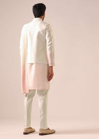 Pink Silk Ombre Kurta And Jacket Set With Dupatta