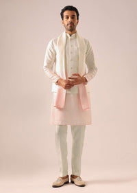 Pink Silk Ombre Kurta And Jacket Set With Dupatta