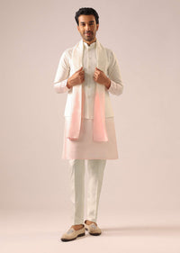 Pink Silk Ombre Kurta And Jacket Set With Dupatta