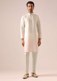 Pink Silk Ombre Kurta And Jacket Set With Dupatta