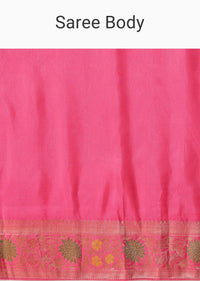 Pink Silk Saree With Meenakari Jaal Work And Unstitched Blouse Piece