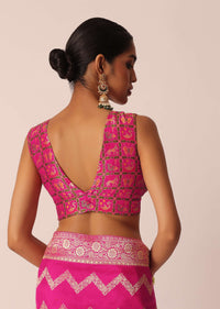 Pink Silk Saree with Zari Zig Zag Detail And Unstitched Blouse Piece