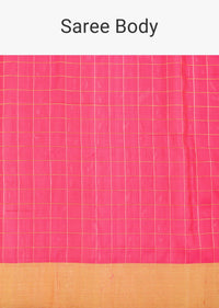 Pink South Album Silk Saree With Zari Checks And Unstitched Blouse Piece