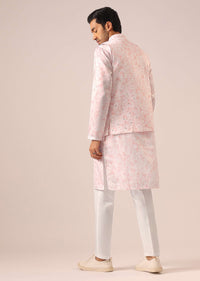 Pink Tie Dye Jacket And Kurta Set with Mirror Work