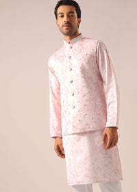 Pink Tie Dye Jacket And Kurta Set with Mirror Work