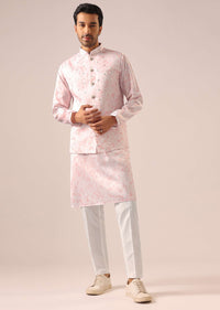 Pink Tie Dye Jacket And Kurta Set with Mirror Work