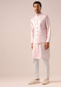 Pink Tie Dye Jacket And Kurta Set with Mirror Work