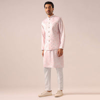 Pink Tie Dye Jacket And Kurta Set with Mirror Work