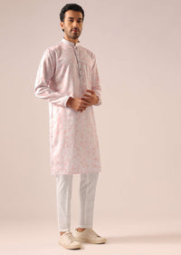 Pink Tie Dye Jacket And Kurta Set with Mirror Work