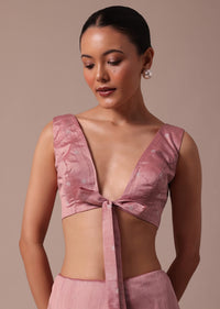 Pink Tussar Saree With Unstitched Blouse