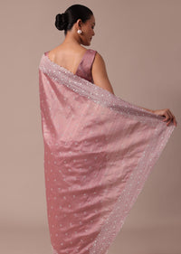 Pink Tussar Saree With Unstitched Blouse