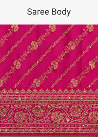 Pink Zardosi Embroidered Saree With Cutdana And Stone Work