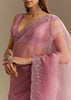 Pinkish Lavender Tissue Saree With Sequins Cutdana And Scallop Border