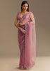 Pinkish Lavender Tissue Saree With Sequins Cutdana And Scallop Border