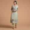 Pista Green Straight Cut Suit With Sequins Buttis All Over And Cord Embroidery On The Placket And Border
