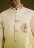 Pista Ombre Green Silk Kurta Jacket Set With Thread Work
