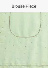 Pista Green Embroidered Georgette Saree With Unstitched Blouse
