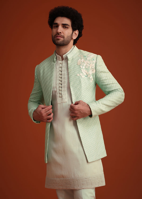 Pista Green Embroidered Jodhpuri Set