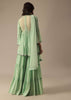 Pista Green Georgette Sharara Set With Peplum Top And Dupatta