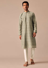 Pista Green Kurta Set In Muslin Silk