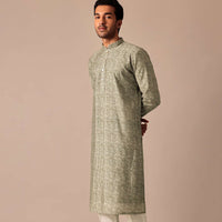Pista Green Kurta Set In Muslin Silk