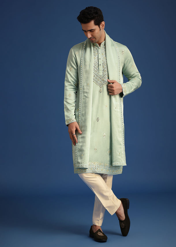 Pista Green Kurta Set With Dupatta