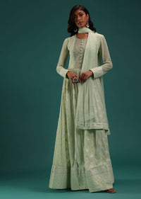 Pista Green Lucknowi Embroidered Anarkali Set