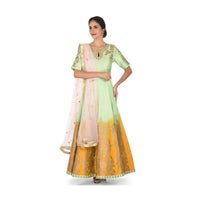 Pista Green Suit With Pink Dupatta Adorn In Zardosi And Sequin Work Online - Kalki Fashion