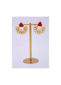 Polki Kundan chandbali earring with pink stone only on kalki
