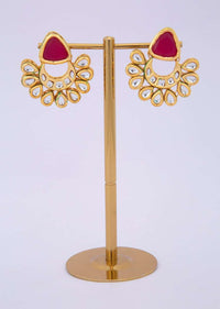 Polki Kundan chandbali earring with pink stone only on kalki