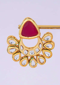 Polki Kundan chandbali earring with pink stone only on kalki