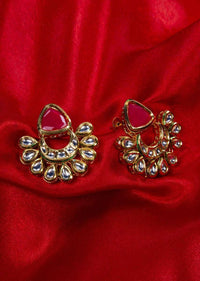 Polki Kundan chandbali earring with pink stone only on kalki