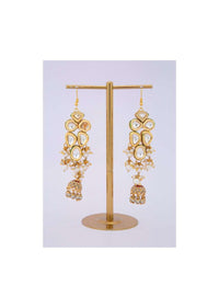 Polki kundan long earrings with jhumka drops only on kalki