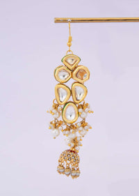 Polki kundan long earrings with jhumka drops only on kalki