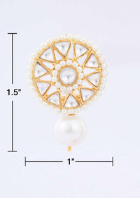 Polki kundan studded Cluster earring with pearl drop only on Kalki