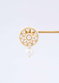 Polki kundan studded Cluster earring with pearl drop only on Kalki