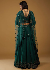 Emerald Green Lehenga Choli With Mirror Embroidery