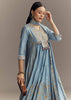 Powder Blue Chanderi Printed Anarkali Suit With Resham Work