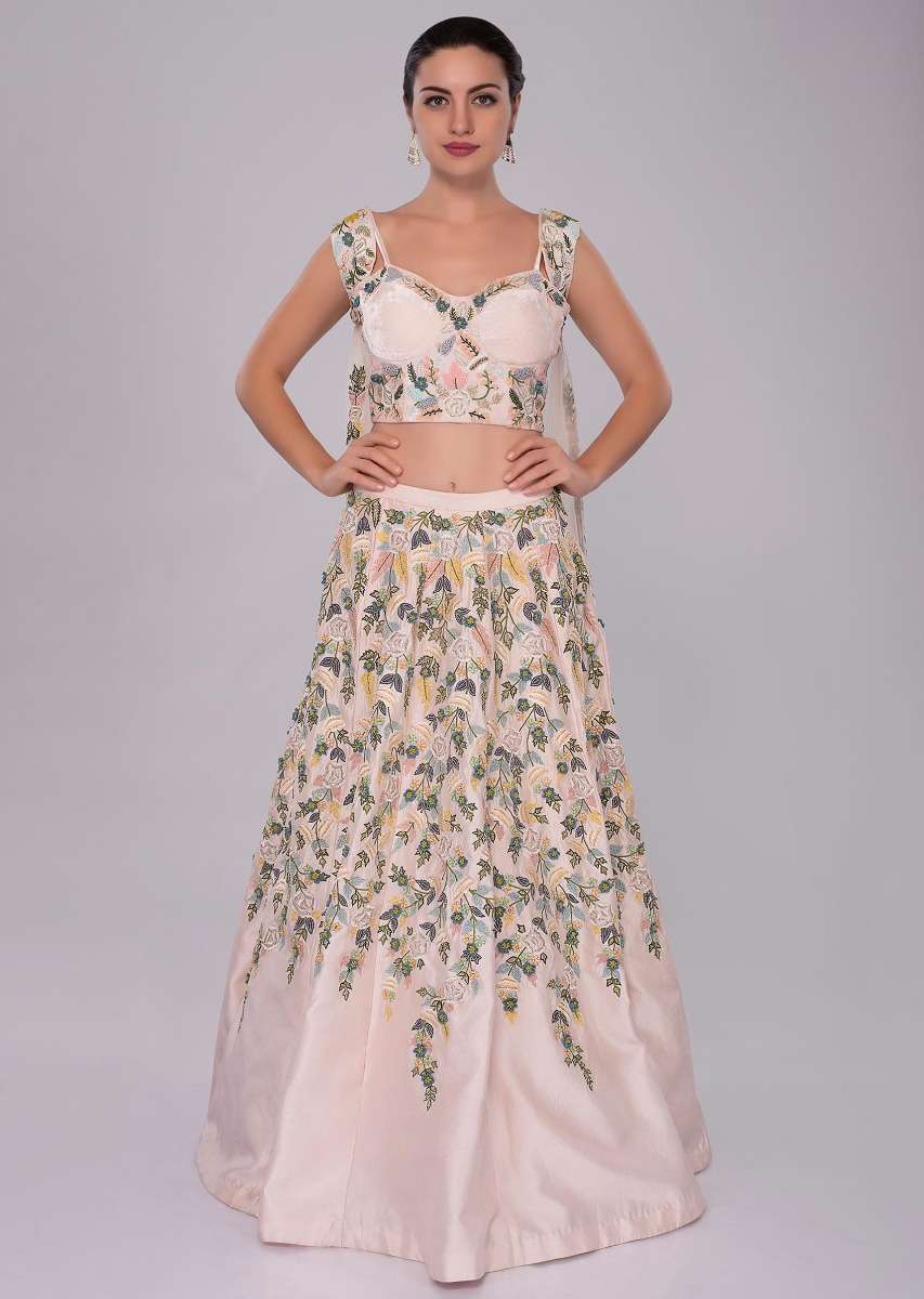 Powder-pink-hand-and-machine-embroidered-lehenga-and-corset-with-shoulder-cape-only-on-Kalki-460798
