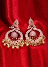 Powder pink matte finish meenakari traditional necklace with jhumkas  only on kalki