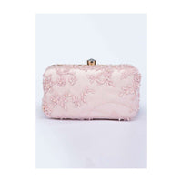 Powder pink self jaal embroidered sleek clutch bag only on Kalki