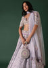 Powder Blue Embroidered Bridal Lehenga Set In Raw Silk