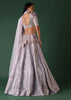 Powder Blue Embroidered Bridal Lehenga Set In Raw Silk