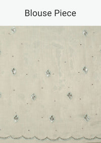 Powder Green Embellished Saree WIth Unstitched Blouse