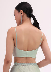 Powder Green Embellished Saree WIth Unstitched Blouse