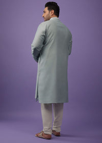 Powder Green Mirror Embroidered Kurta Set