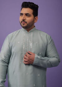 Powder Green Mirror Embroidered Kurta Set