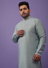 Powder Green Mirror Embroidered Kurta Set