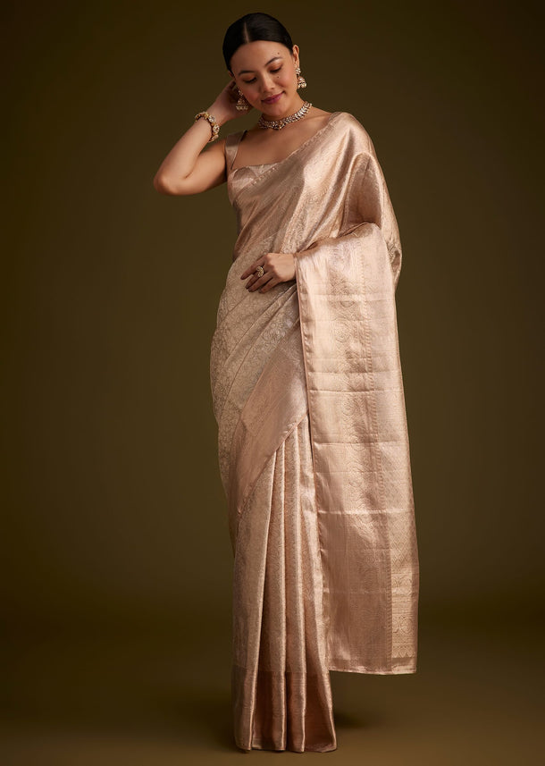 Powder Peach Kanjivaram Silk Saree